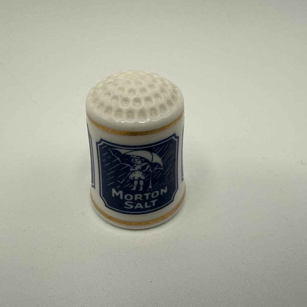 Vintage Porcelain Beautifully Unique "When It Rain It Pours" Morton Salt Thimble